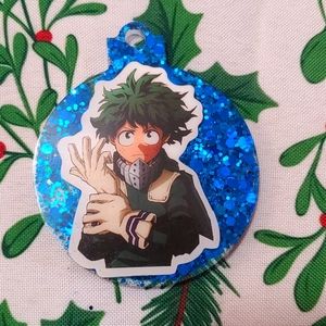 Izuku Midoriya My Hero anime resin blue glitter ornament